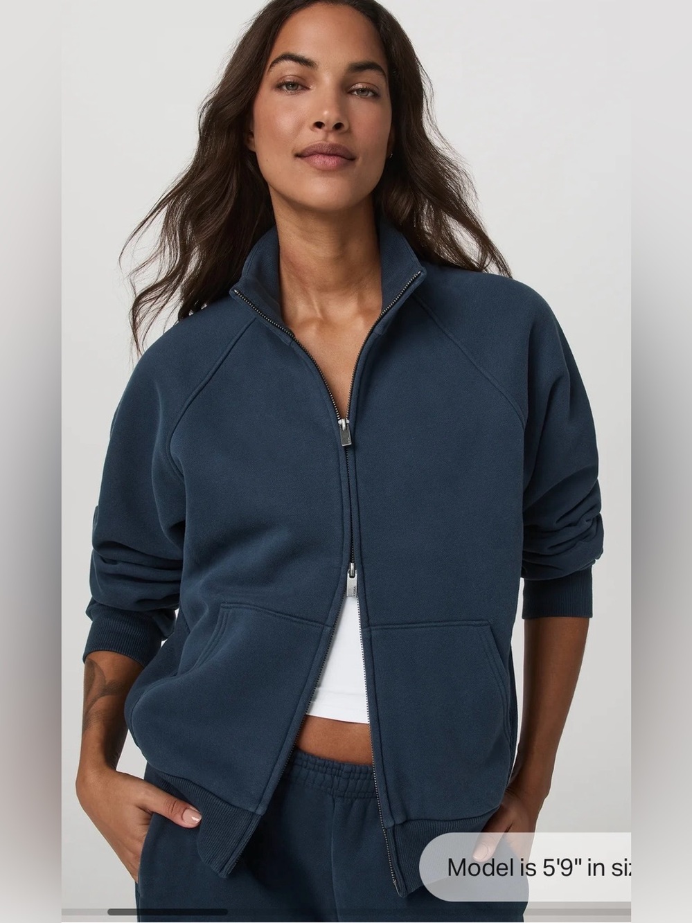 Vuori women’s restored double zip sweatshirt collar ocean blue small